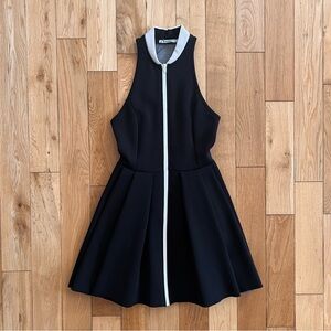 T by Alexander Wang Neoprene Collared Tank Black Zip Front Dress Size Small